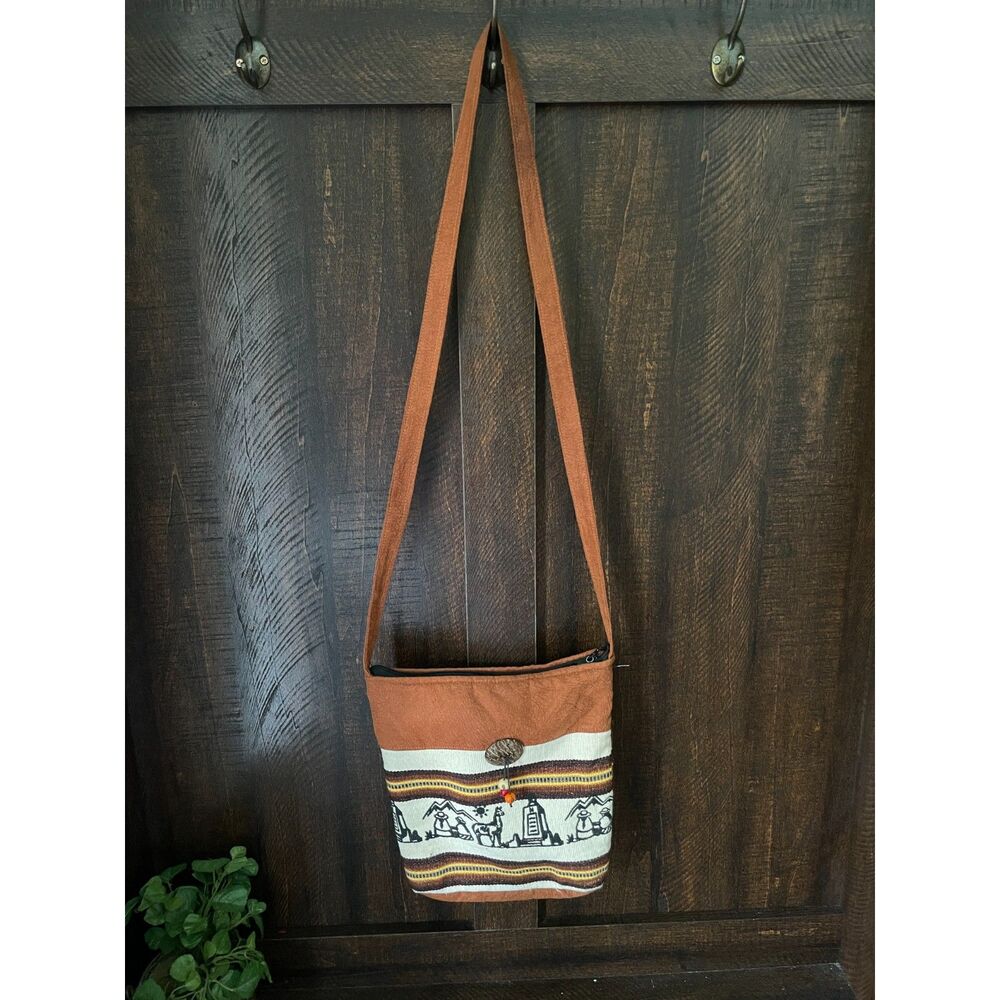 Boho Woven Crossbody Bag Andean Llama Tribal Southwestern Shoulder Purse